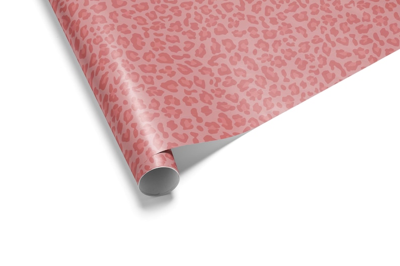 Pink Leopard Print Gift Wrap, Party Wrapping Paper image 1