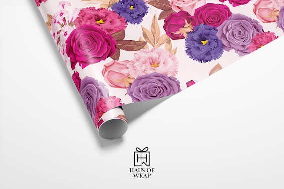 Floral Botanical Gift Wrap, Vibrant Flower Wrapping Paper