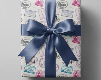 Travel Postcard Wrapping Paper, Wrap