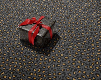 Grey Leopard Gift Wrap, Animal Print Wrapping Paper, Trendy Birthday Gift