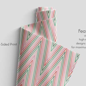 Modern Holiday Wrapping Paper | Red, Green, and Pink Zig Zag Christmas Gift Wrap image 4