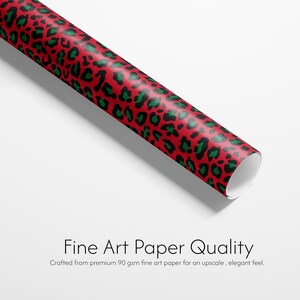 Leopard Weihnachtsgeschenkpapier, trendiger roter Tierdruck, eleganter Urlaub Bild 2