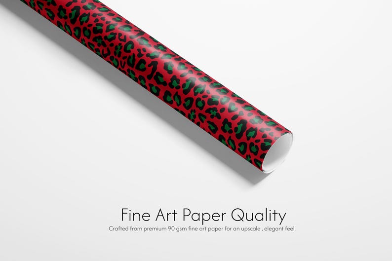 Leopard Weihnachtsgeschenkpapier, trendiger roter Tierdruck, eleganter Urlaub Bild 2