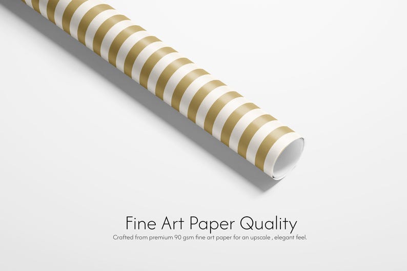 Gold gestreiftes Geschenkpapier, minimalistische Geschenkverpackung, 90gsm Fine Art Papier Bild 3