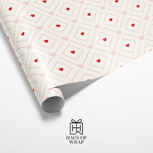 Charming Gift Wrapping Paper with Heart Patterns for Birthdays, Holidays, Weddings, Valentines Day, Eco-Friendly Packaging