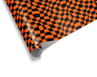 Papel de regalo de Halloween / Papel de regalo con ilusión óptica en negro y naranja