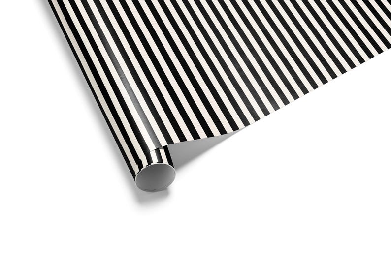 Modern Black and White Striped Wrapping Paper - 90gsm Fine Art Paper image 2