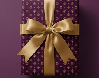 Burgundy Floral Wrapping Paper, Elegant Gift Wrap, 90 GSM