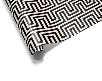 Geometrisches Geschenkpapier, elegante Schwarzweiß-Geschenkverpackung, umweltfreundlich