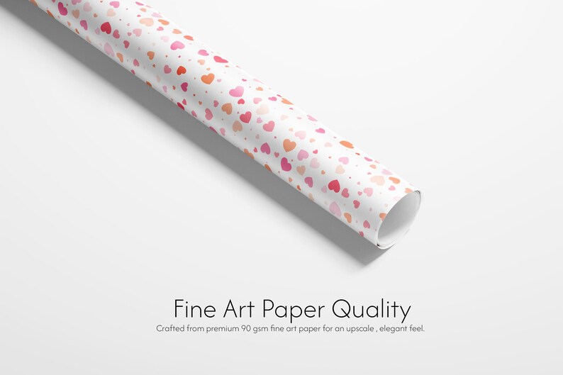 Heart Print Wrapping Paper | Matte or Glossy 90gsm Art Paper image 3
