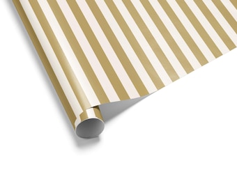 Gold Striped Wrapping Paper, Minimalist Gift Wrap, 90gsm Fine Art Paper