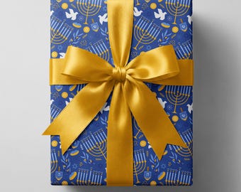 Hanukkah Gift Wrap: Jewish Holiday Symbols, Festive Wrapping Paper