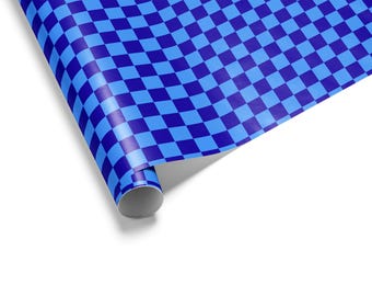 Blue Checkerboard Wrapping Paper | Geometric Gift Wrap Roll
