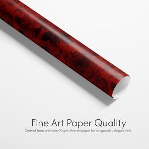 Red Rose Wrapping Paper, Romantic Floral Gift Wrap, Vintage Wedding Paper, Dark Academia Aesthetic, Valentines Day Gift image 4