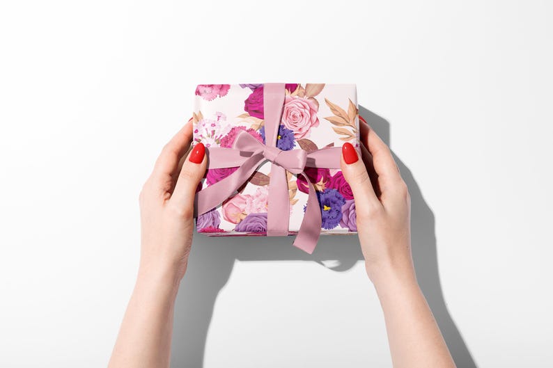 Floral Botanical Gift Wrap, Vibrant Flower Wrapping Paper image 6