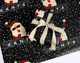 Funny Santa Christmas Wrapping Paper, Secret Santa Gift Wrap