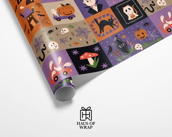 Halloween Wrapping Paper | Spooky Collage, Gift Wrap