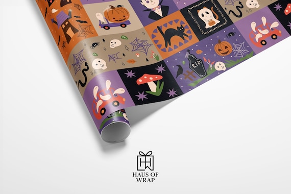 Halloween Wrapping Paper | Spooky Collage, Gift Wrap
