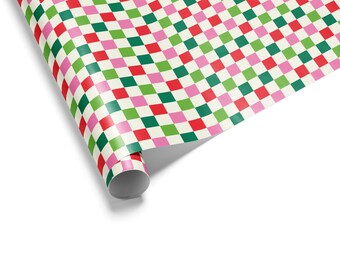 Checkerboard Christmas Gift Wrap, Preppy Holiday Paper, Elegant Modern Wrapping