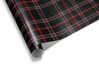 Black Plaid Christmas Gift Wrap: Chic Tartan Holiday Paper