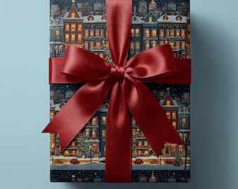 Verschneite Stadt Weihnachtsgeschenkverpackung: Feriendorf Motiv