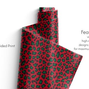 Leopard Weihnachtsgeschenkpapier, trendiger roter Tierdruck, eleganter Urlaub Bild 3