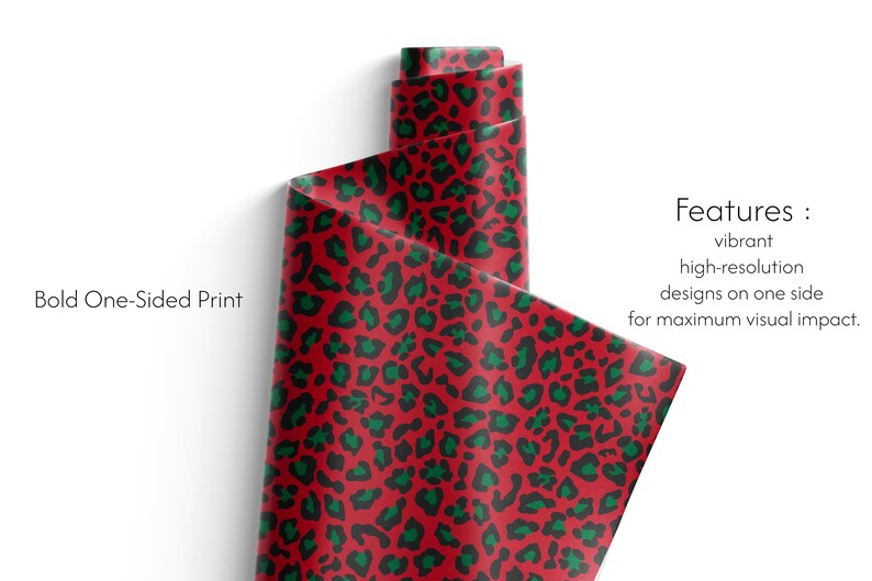 Leopard Weihnachtsgeschenkpapier, trendiger roter Tierdruck, eleganter Urlaub Bild 3