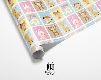 Baby Animals Wrapping Paper | Safari Nursery Gift Wrap