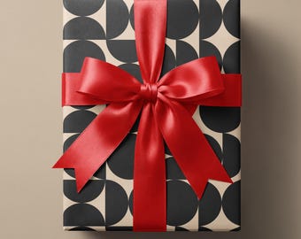 Red Heart Geometric Wrapping Paper, Valentine's Day Gift Wrap