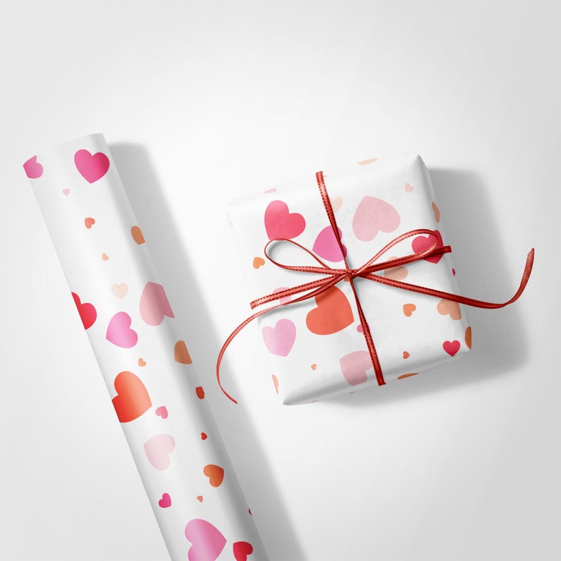 Heart Print Wrapping Paper | Matte or Glossy 90gsm Art Paper image 5