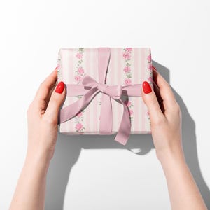 Rosa Rose Blumengeschenkpapier, elegante Geschenkverpackung Bild 6