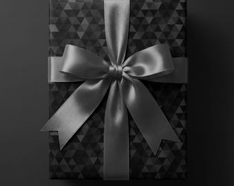 Black Geometric Mosaic Gift Wrap – Luxury Matte Minimalist Paper