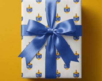 Hanukkah Dreidel Wrapping Paper, Fun Chanukah Gift Wrap for Kids & Family Holiday