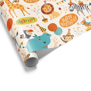 Party Animal Birthday Gift Wrap, Kids Fun Design