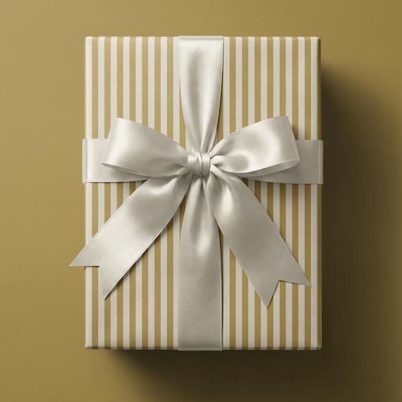 Gold Striped Wrapping Paper, Minimalist Gift Wrap, 90gsm Fine Art Paper