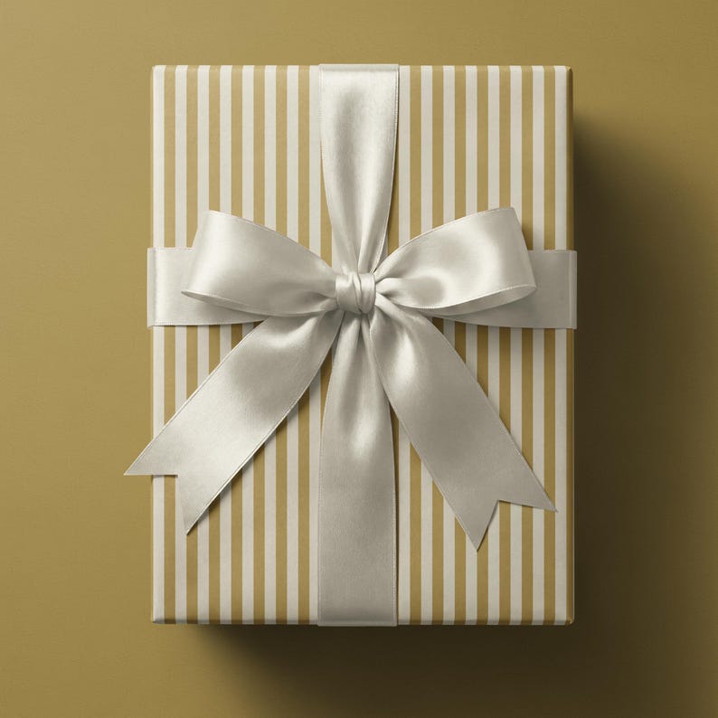Gold gestreiftes Geschenkpapier, minimalistische Geschenkverpackung, 90gsm Fine Art Papier Bild 1