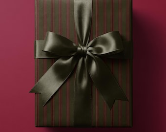 Luxury Stripe Christmas Gift Wrap, Elegant Holiday Paper, Traditional Xmas Wrapping