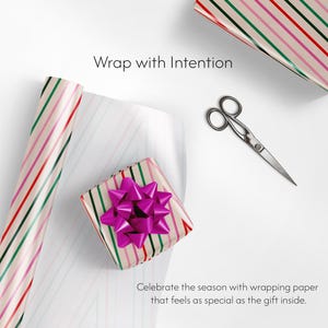 Modern Holiday Wrapping Paper | Red, Green, and Pink Zig Zag Christmas Gift Wrap image 6