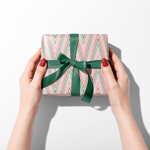 Modern Holiday Wrapping Paper | Red, Green, and Pink Zig Zag Christmas Gift Wrap image 7