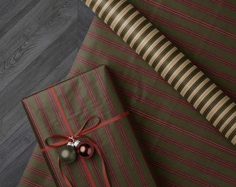 Luxury Stripe Christmas Gift Wrap, Elegant Holiday Paper, Traditional Xmas Wrapping