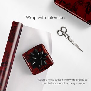 Red Rose Wrapping Paper, Romantic Floral Gift Wrap, Vintage Wedding Paper, Dark Academia Aesthetic, Valentines Day Gift image 10