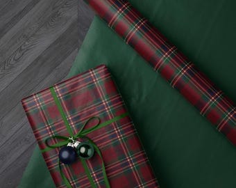 Luxus-Geschenkverpackung in Burgunderrot, Tradition Tartan-Urlaubspapier, elegantes Weihnachtsfest