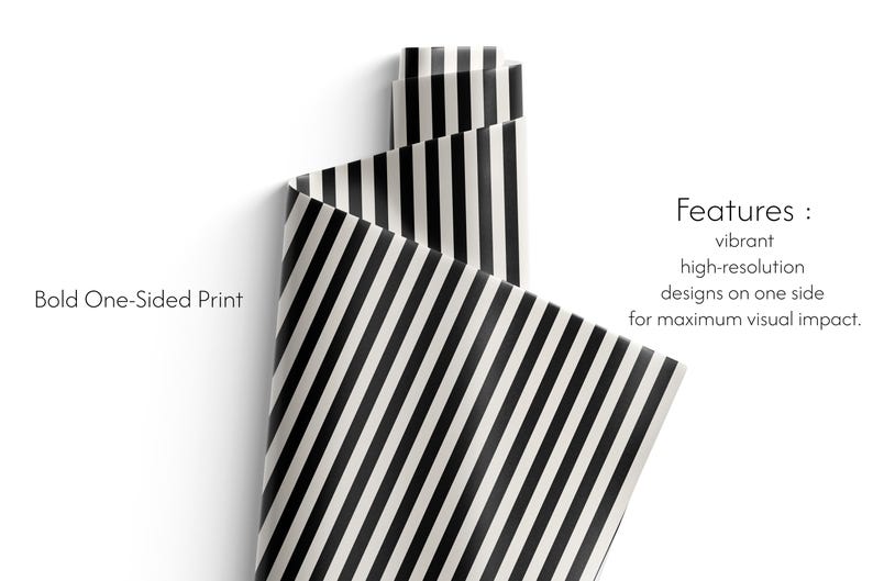 Modern Black and White Striped Wrapping Paper - 90gsm Fine Art Paper image 4