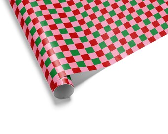 Rosa Weihnachtsgeschenkverpackung, Schachbrett-Weihnachtspapier