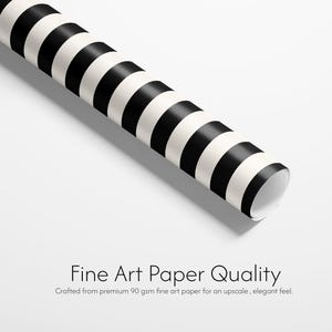 Modern Black and White Striped Wrapping Paper - 90gsm Fine Art Paper image 3
