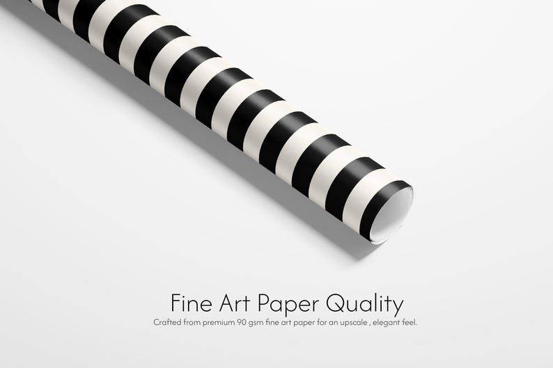 Modern Black and White Striped Wrapping Paper - 90gsm Fine Art Paper image 3