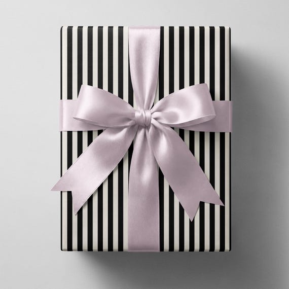 Modern Black and White Striped Wrapping Paper - 90gsm Fine Art Paper