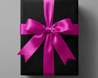 Elegant Black Gift Wrap, 90gsm Fine Art Paper, Glossy or Matte