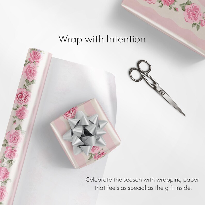 Rosa Rose Blumengeschenkpapier, elegante Geschenkverpackung Bild 5