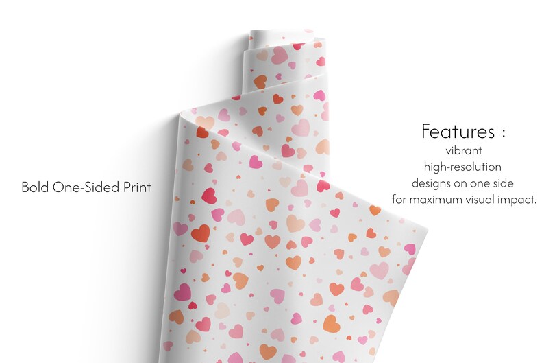 Heart Print Wrapping Paper | Matte or Glossy 90gsm Art Paper image 4